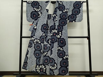平和屋着物∴夏物　浴衣　有松鳴海絞り　舞花文　綿　逸品　CABK6699ze