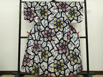 平和屋着物∴夏物　浴衣　有松鳴海絞り　舞花文　綿　逸品　CABK6700ze