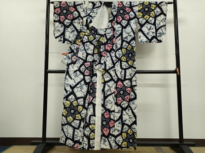 平和屋着物∴夏物　浴衣　有松鳴海絞り　舞花文　綿　逸品　CABK6700ze