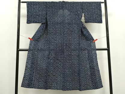 平和屋着物∴夏物　浴衣　有松鳴海絞り　麻の葉文様　綿　逸品　CABK6702ze
