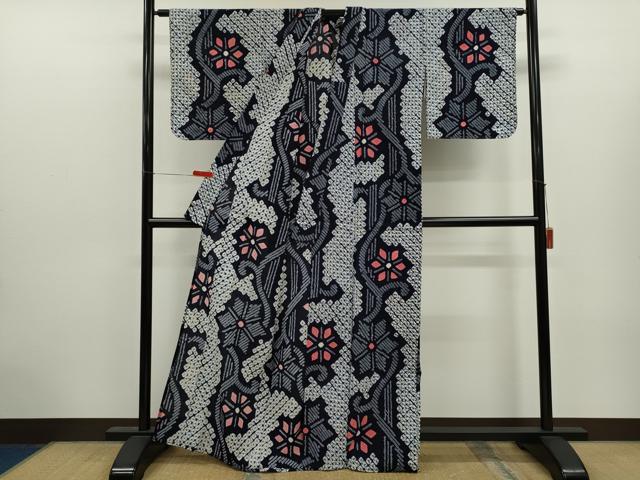 平和屋着物∴夏物　浴衣　有松鳴海絞り　舞花文　綿　逸品　CABK6703ze