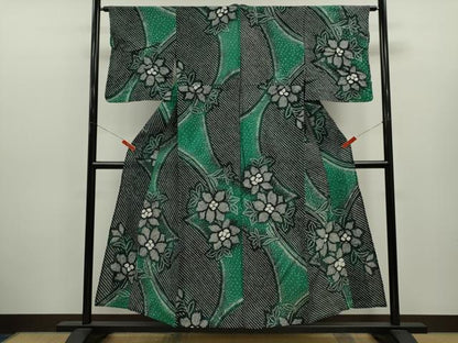 平和屋着物∴夏物　浴衣　有松鳴海絞り　枝花文　綿　逸品　CABK6709ze