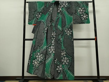 平和屋着物∴夏物　浴衣　有松鳴海絞り　枝花文　綿　逸品　CABK6709ze