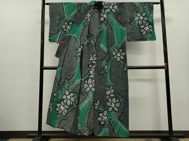 平和屋着物∴夏物　浴衣　有松鳴海絞り　枝花文　綿　逸品　CABK6709ze