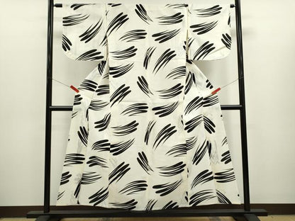 平和屋着物∴夏物　浴衣　注染　抽象文　手縫い　綿　逸品　CABK6727ze
