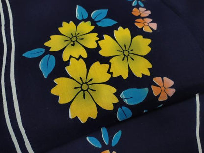 平和屋着物∴夏物　浴衣　注染　草花文　手縫い　綿　逸品　CABK6730ze