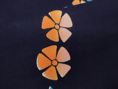 平和屋着物∴夏物　浴衣　注染　草花文　手縫い　綿　逸品　CABK6730ze