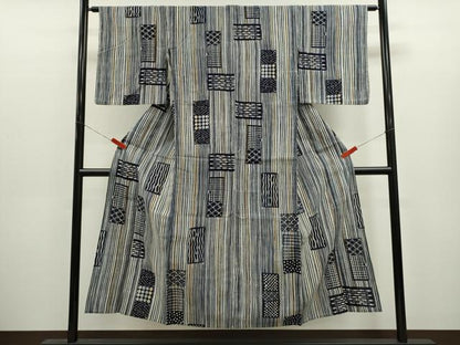 平和屋着物∴夏物　浴衣　注染　吉祥文　手縫い　綿　逸品　CABK6731ze