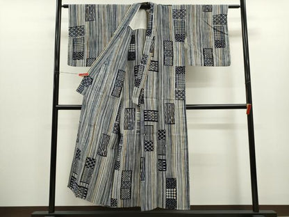 平和屋着物∴夏物　浴衣　注染　吉祥文　手縫い　綿　逸品　CABK6731ze
