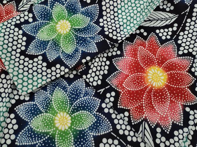 平和屋着物∴夏物　浴衣　注染　枝花文　手縫い　綿　逸品　CABK6735ze
