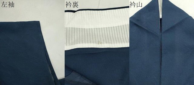 平和屋着物＊夏物　色無地　枝葉紋紗　濃藍色　正絹　逸品　CABK6750ze