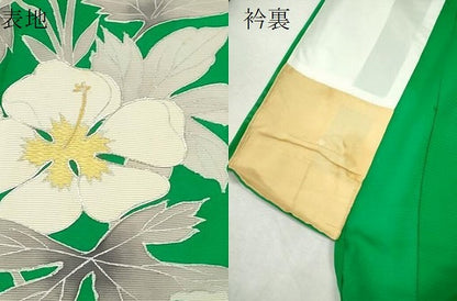 平和屋着物＊夏物　訪問着　絽　駒刺繍　枝花文　銀彩　正絹　逸品　CABK6757ze