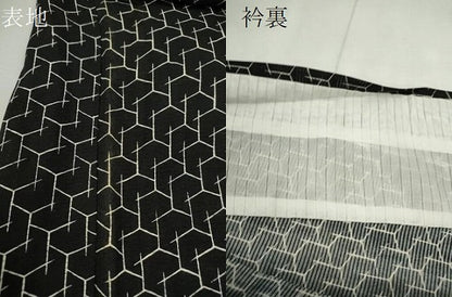 平和屋着物＊夏物　小紋　絽　抽象文　黒地　正絹　逸品　CABK6759ze