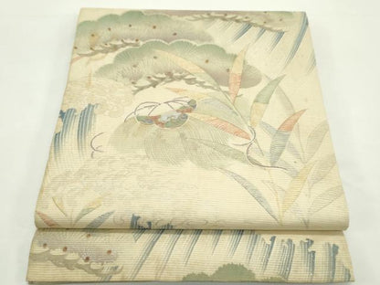 平和屋着物＊夏物　アンティーク　大正ロマン　丸帯　龍　吉祥松文　銀彩　正絹　逸品　CABK6801rv