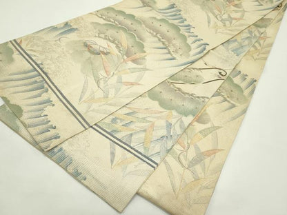 平和屋着物＊夏物　アンティーク　大正ロマン　丸帯　龍　吉祥松文　銀彩　正絹　逸品　CABK6801rv