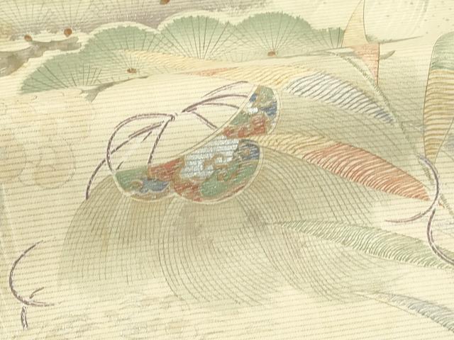 平和屋着物＊夏物　アンティーク　大正ロマン　丸帯　龍　吉祥松文　銀彩　正絹　逸品　CABK6801rv
