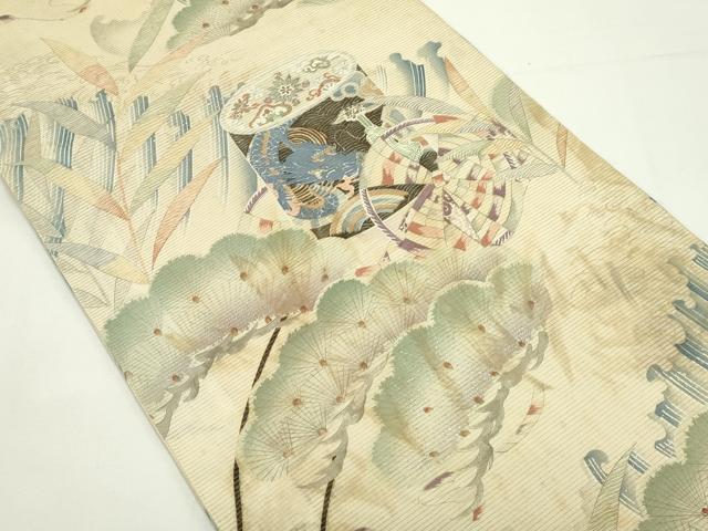 平和屋着物＊夏物　アンティーク　大正ロマン　丸帯　龍　吉祥松文　銀彩　正絹　逸品　CABK6801rv