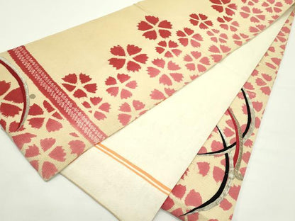 平和屋着物＊夏物　アンティーク　大正ロマン　両面　全通柄　京袋帯　駒刺繍　露芝花文　銀糸　正絹　逸品　CABK6802rv