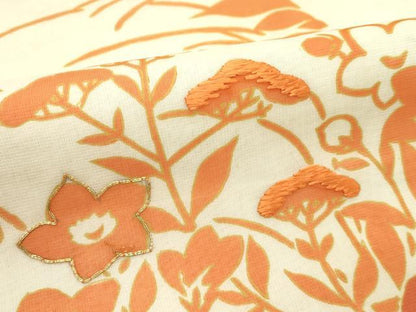 平和屋着物＊夏物　アンティーク　大正ロマン　両面　全通柄　京袋帯　駒刺繍　露芝花文　銀糸　正絹　逸品　CABK6802rv
