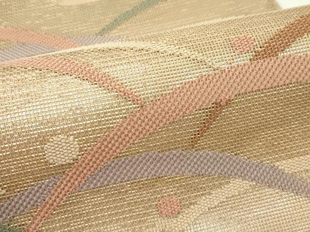 平和屋着物＊夏物　太鼓柄袋帯　露芝文　金糸　正絹　逸品　CABK6803rv