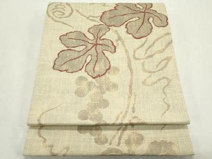 平和屋着物＊夏物　六通柄袋帯　葡萄蔦の葉文　金糸　正絹　逸品　CABK6807rv