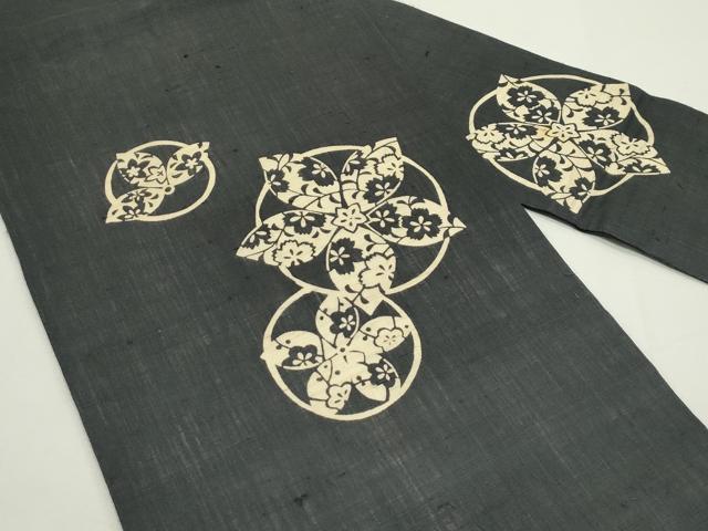 平和屋着物＊夏物　九寸名古屋帯　作家物　伊勢型染　舞花文　麻　逸品　CABK6814rv
