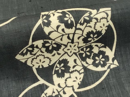 平和屋着物＊夏物　九寸名古屋帯　作家物　伊勢型染　舞花文　麻　逸品　CABK6814rv