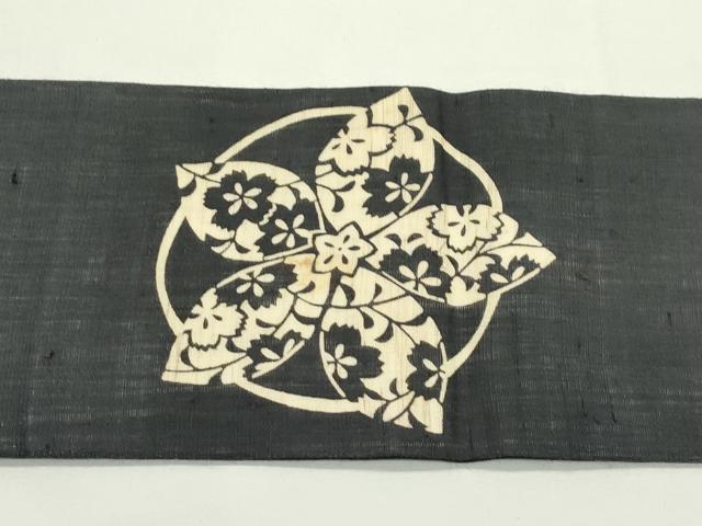 平和屋着物＊夏物　九寸名古屋帯　作家物　伊勢型染　舞花文　麻　逸品　CABK6814rv