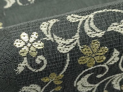 平和屋着物＊夏物　九寸名古屋帯　市松花唐草文　金糸　正絹　逸品　CABK6817rv