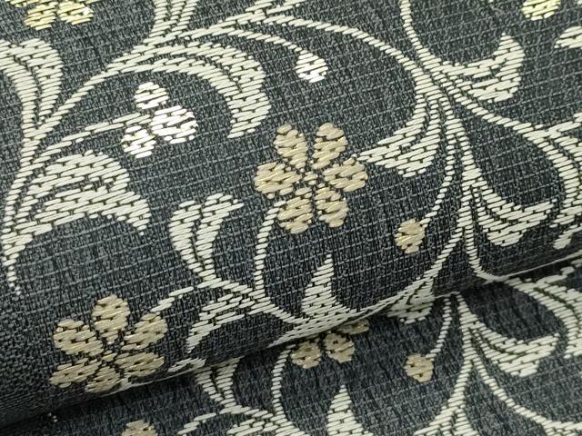 平和屋着物＊夏物　九寸名古屋帯　市松花唐草文　金糸　正絹　逸品　CABK6817rv
