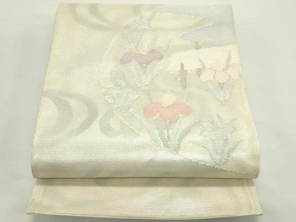 平和屋着物＊夏物　太鼓柄袋帯　杜若　銀糸　正絹　逸品　CABK6821rv