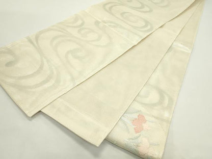 平和屋着物＊夏物　太鼓柄袋帯　杜若　銀糸　正絹　逸品　CABK6821rv