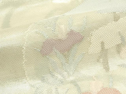 平和屋着物＊夏物　太鼓柄袋帯　杜若　銀糸　正絹　逸品　CABK6821rv