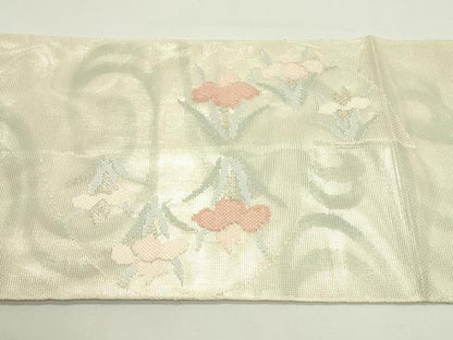 平和屋着物＊夏物　太鼓柄袋帯　杜若　銀糸　正絹　逸品　CABK6821rv