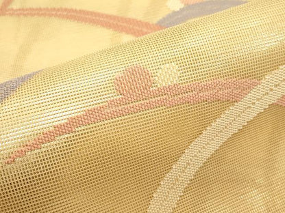 平和屋着物＊夏物　太鼓柄袋帯　露芝文　金糸　正絹　逸品　CABK6822rv
