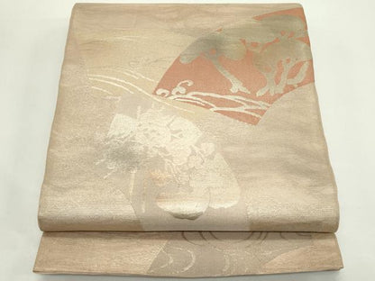 平和屋着物＊夏物　六通柄袋帯　地紙立波松文　金糸　正絹　逸品　CABK6823rv