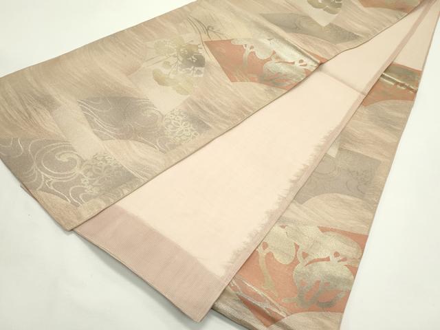 平和屋着物＊夏物　六通柄袋帯　地紙立波松文　金糸　正絹　逸品　CABK6823rv