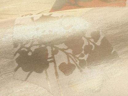 平和屋着物＊夏物　六通柄袋帯　地紙立波松文　金糸　正絹　逸品　CABK6823rv