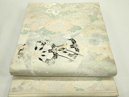 平和屋着物＊夏物　アンティーク　大正ロマン　丸帯　花車文　金銀糸　正絹　逸品　CABK6824rv