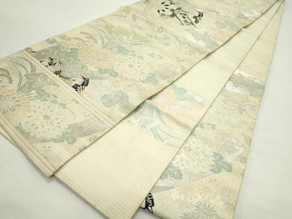 平和屋着物＊夏物　アンティーク　大正ロマン　丸帯　花車文　金銀糸　正絹　逸品　CABK6824rv