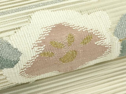 平和屋着物＊夏物　八寸名古屋帯　絽綴れ　草花文　金銀糸　正絹　逸品　CABK6826rv