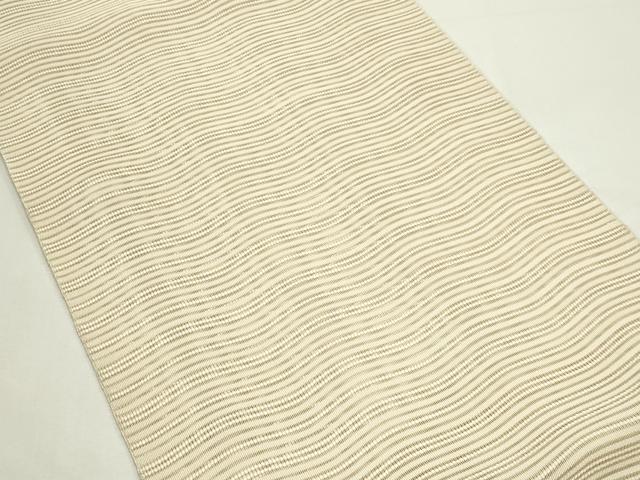 平和屋着物＊夏物　八寸名古屋帯　絽綴れ　よろけ縞　浅黄色　正絹　逸品　CABK6827rv