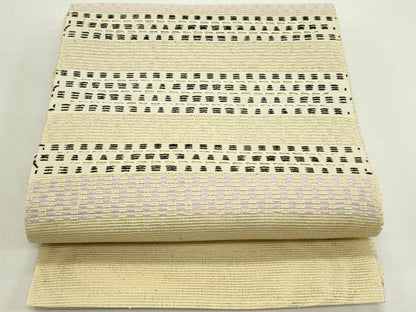 平和屋着物＊夏物　八寸名古屋帯　捩り織　横段文　正絹　逸品　未使用　CABK6828rv