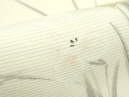 平和屋着物＊夏物　九寸名古屋帯　作家物　手描き　刺繍　水仙　銀彩　正絹　逸品　CABK6832rv