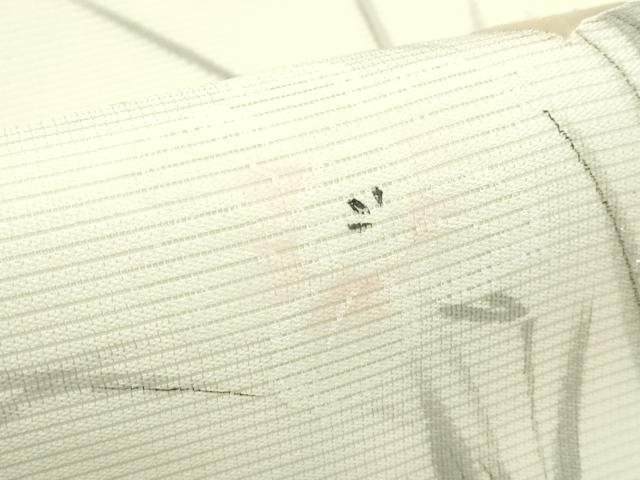 平和屋着物＊夏物　九寸名古屋帯　作家物　手描き　刺繍　水仙　銀彩　正絹　逸品　CABK6832rv