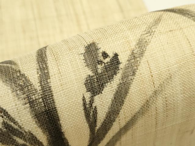平和屋着物＊夏物　九寸名古屋帯　手描き　草花文　麻　逸品　CABK6834rv