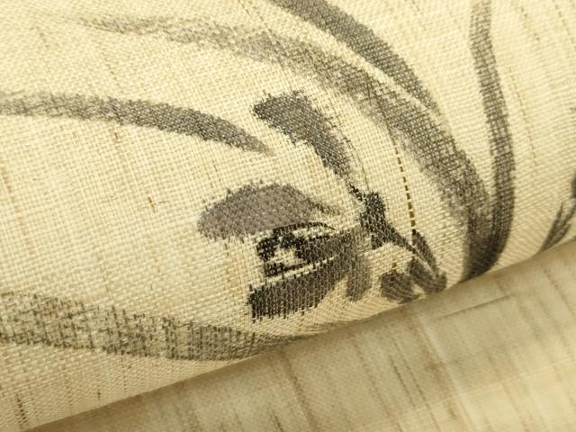 平和屋着物＊夏物　九寸名古屋帯　手描き　草花文　麻　逸品　CABK6834rv