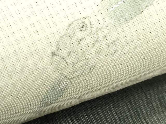 平和屋着物＊夏物　九寸名古屋帯　手描き　紬地　蛙　笹竹文　銀彩　正絹　逸品　CABK6835rv