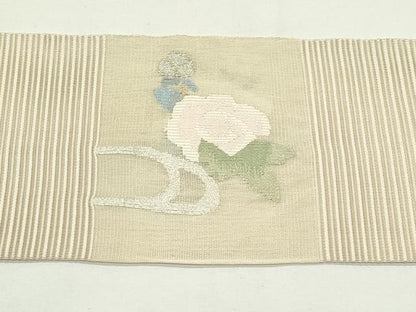 平和屋着物＊夏物　八寸名古屋帯　絽綴れ　流水花文　金銀糸　正絹　逸品　CABK6853rv