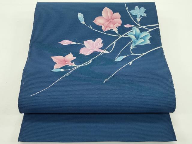 平和屋着物＊夏物　西陣　じゅらく謹製　八寸名古屋帯　絽綴れ　草花文　銀糸　CABK6854rv